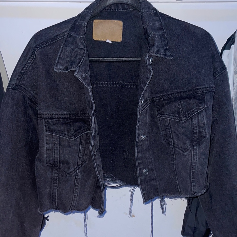 Over sized jean jacket absolutely adorable